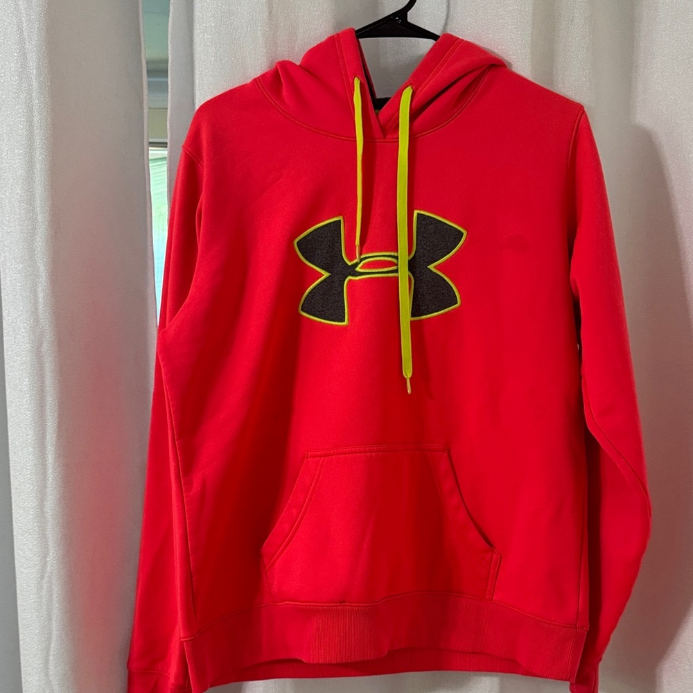 Under Armour Men's Bright Red Hoodie with Neon Accents